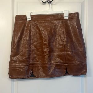 Skies are blue Brown Faux Animal Embossed Leather Skirt